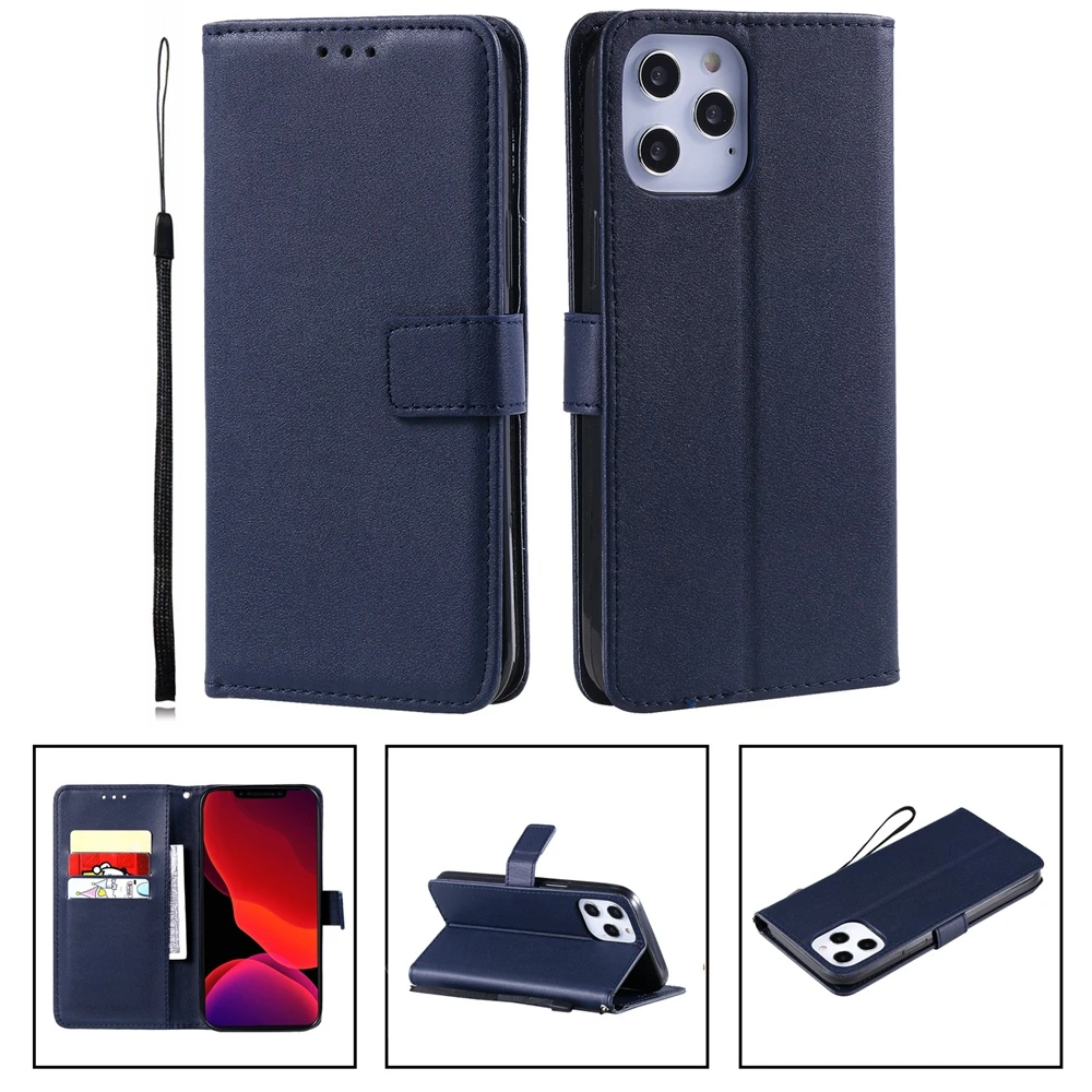 Однотонный кожаный чехол-кошелек для POCO X3 NFC Xiaomi Redmi Note 4 5 6 7 8 8T 9 9S 9A 9C Pro 7A 8A A3 10