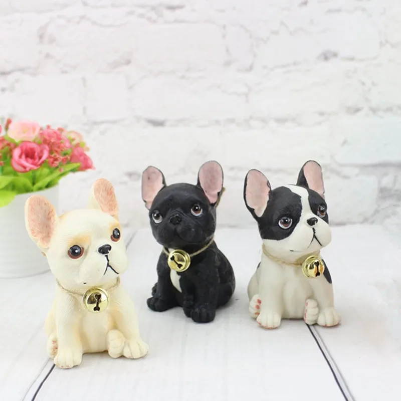 

10cm/1pcs cute Bulldog dog model Toy Set Plastic Play Toys cute small Model decoration toy Kids Boy girl Gift
