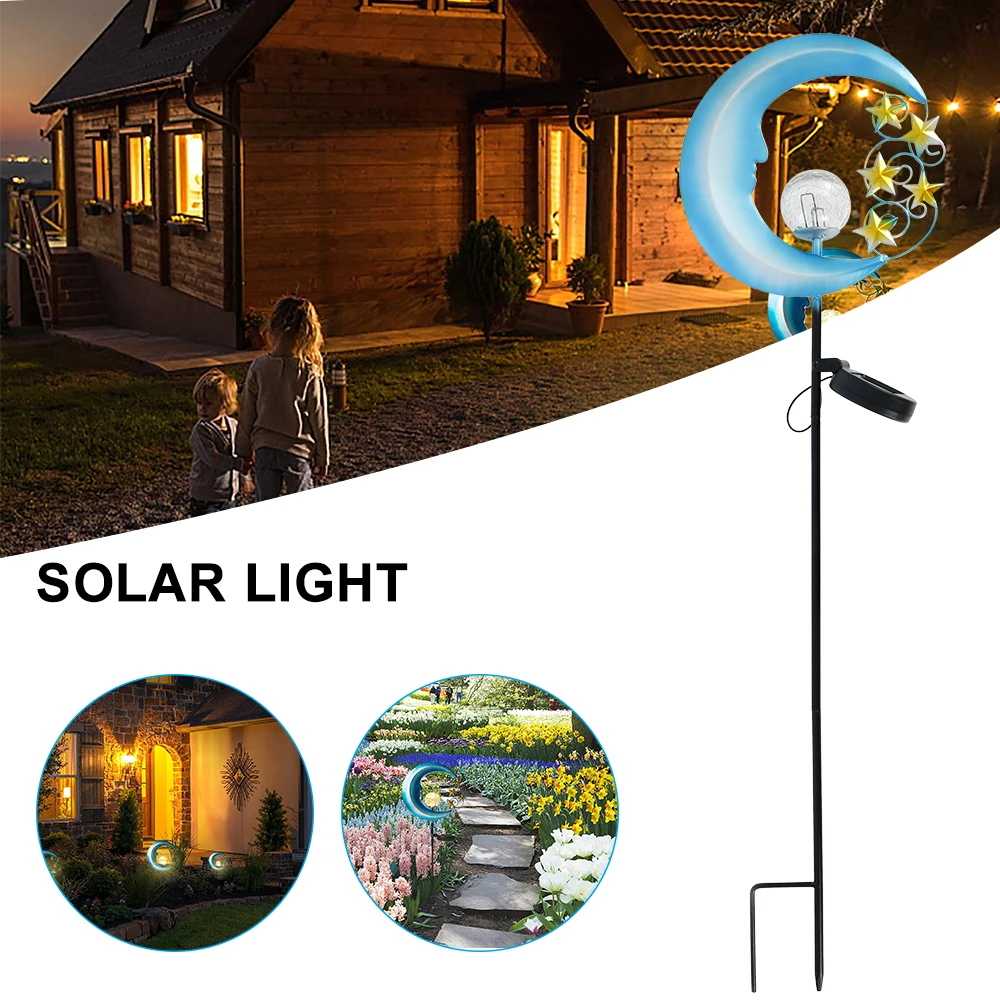 

LED Moon Solar Decorative Light Wrought Iron Hollow Ground Insert Lawn Lamp Wrought Garden Light Waterproof Outdoor Landscape