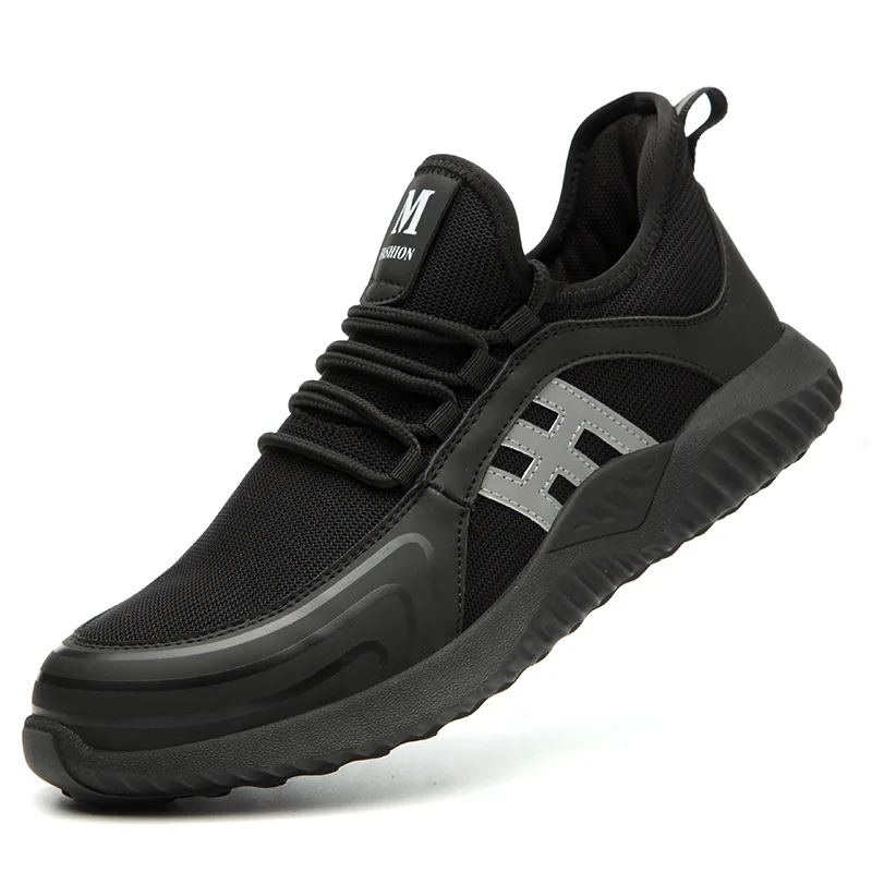 35 black gray Новинка; Мужская защитная обувь; нескользящая рабочая обувь; легкая Нескользящая дышащая защитная обувь; Утепленные ботинки - Цвет: 35 black gray