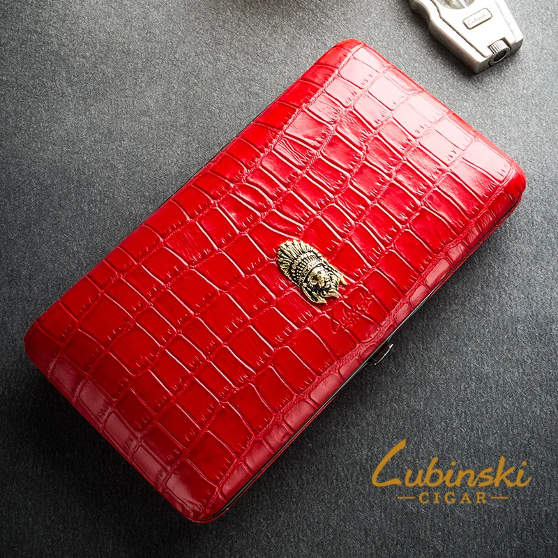 LUBINSKI Humidor коровья кожа кедр выстроились путешествия портсигар Чехол Коробка Humidor Бизнес Подарочный Набор Fit COHIBA сигары