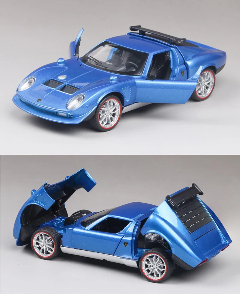 

1:32 Alloy Simulation Lambo Miuras Classic SuperCar Toy Metal Die Cast Sound Light Pull Back For Collection Vehicle Kids Gift