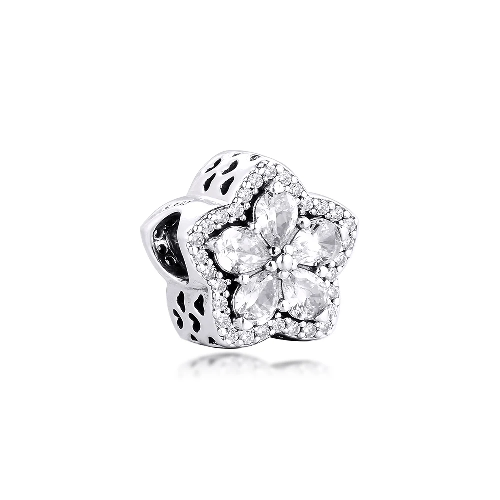

Fits Europe Bracelet 925 Sterling Silver Sparkling Snowflake Pave Charm CZ Beads for Women DIY Jewelry Making Kralen Berloques