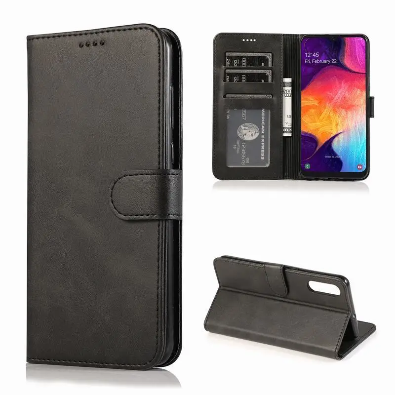 Чехол-кошелек для Xiaomi Redmi Note 8 Pro, кожаный чехол-книжка, чехол для телефона Redmi Note 8 T, роскошный защитный чехол коричневого цвета - Цвет: Black Case
