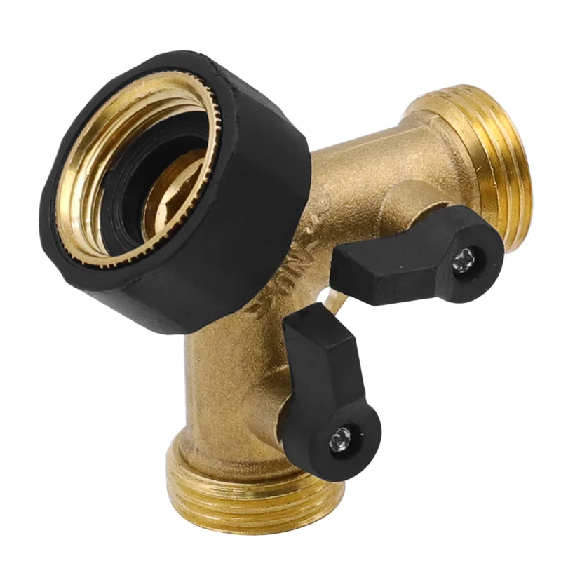 Шланг разделитель труб 3/4 дюйма Латунь Садовый двойной проход шаровой кран