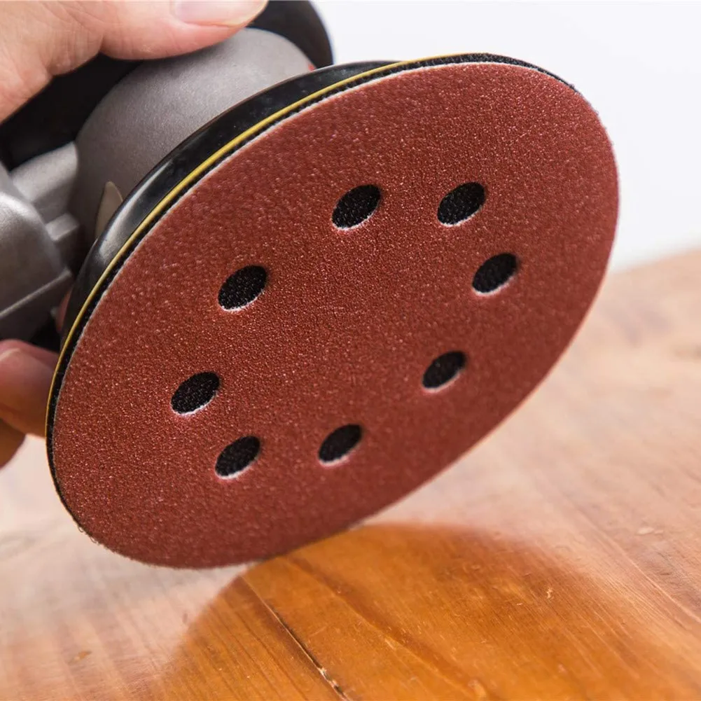 

60pcs 125mm Backing Pad Sanding Discs Sandpaper 5" 125mm 40/60/80/120/150/180Grit With Backing Pad 8 Holes