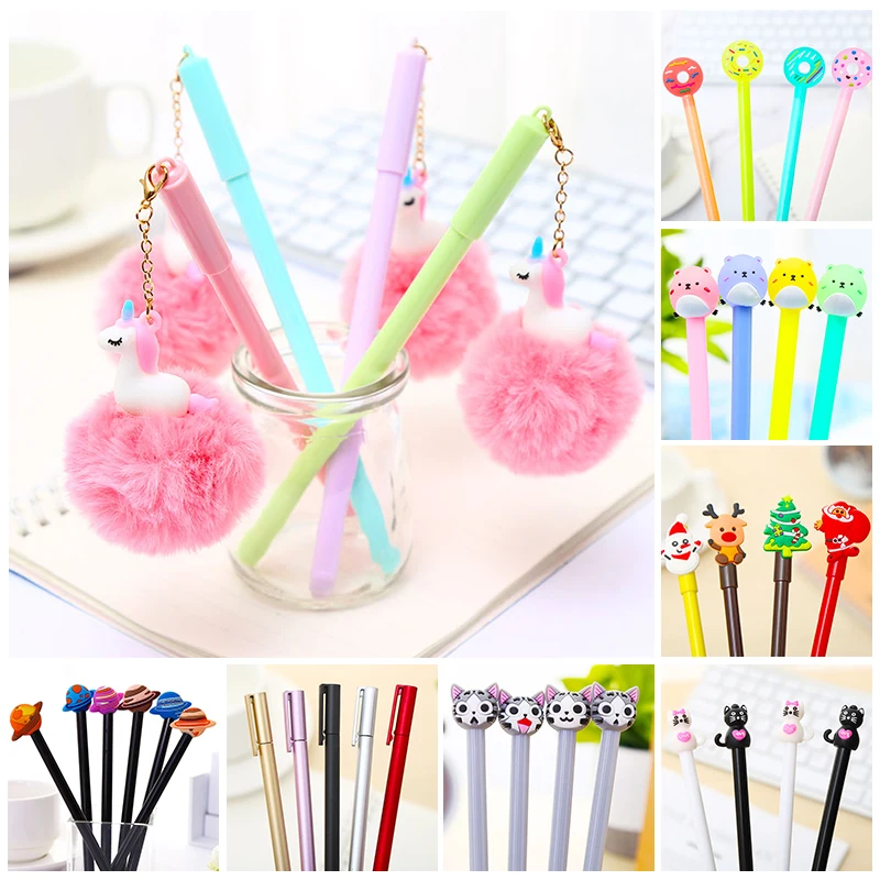 Каваи крутые гелевые ручки для кошек собак русалок Забавный Милый Единорог