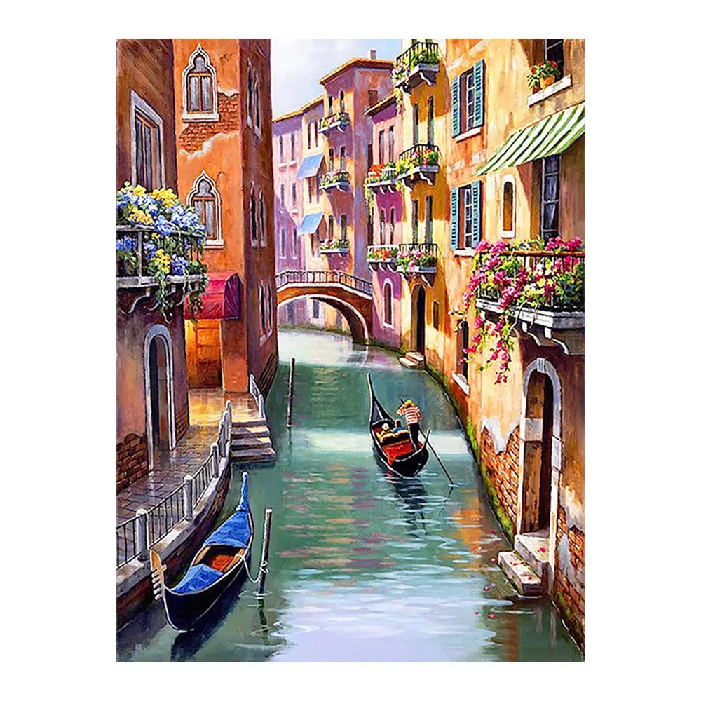 Пейзажи уотери городской дом алмазная картина масло сценический круглый полный