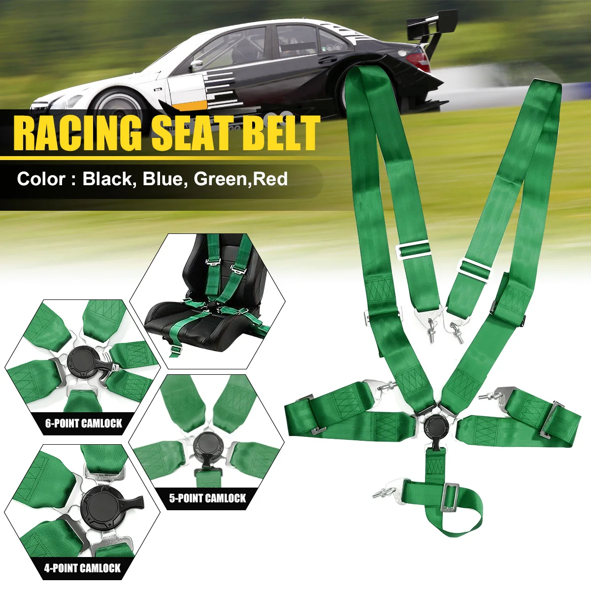 Ремень безопасности для гоночного автомобиля регулируемый нейлоновый ремень