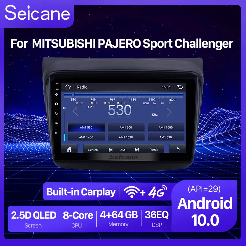 Seicane 9 &quot2din Android 10 0 Автомобильный GPS для MITSUBISHI PAJERO Sport/L200/2006 + Triton/2008 2010 поддержка OBD2
