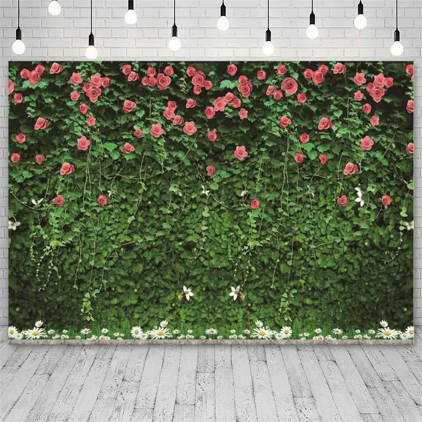 

Green Leaves Wall Backdrop for Photography Nature Themed Grass Picture Background Spring Outdoorsy Themed Birthday Party Decor