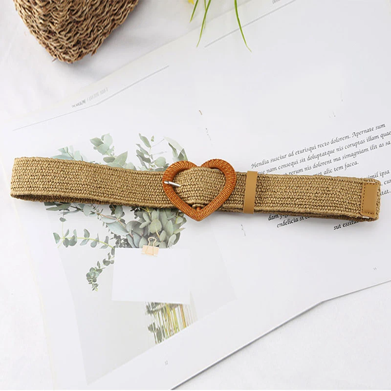 

Women Belt Linen Weave Belts Vintage Love Button Waistband Fashion Clothes Accessories Shirt Waist Seal New