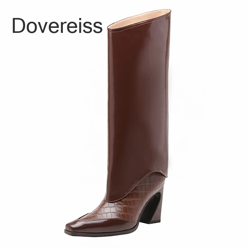 

Dovereiss Fashion Women's shoes Winter Zipper Sexy White Boots Strange Style Heels Knee High Boots Slip On 33 40 41 42 43