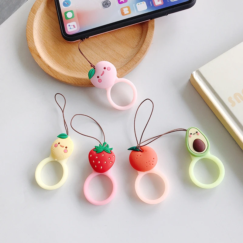 Симпатичные Фрукты перстни ремень для Мобильный телефон чехол силиконовый Keycord