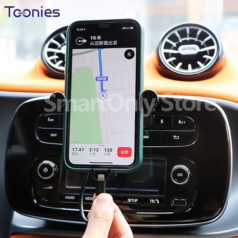 car gravity charging navigation mobile phone holder for mercedes smart 451 453 fortwo forfour interior modification accessories free global shipping