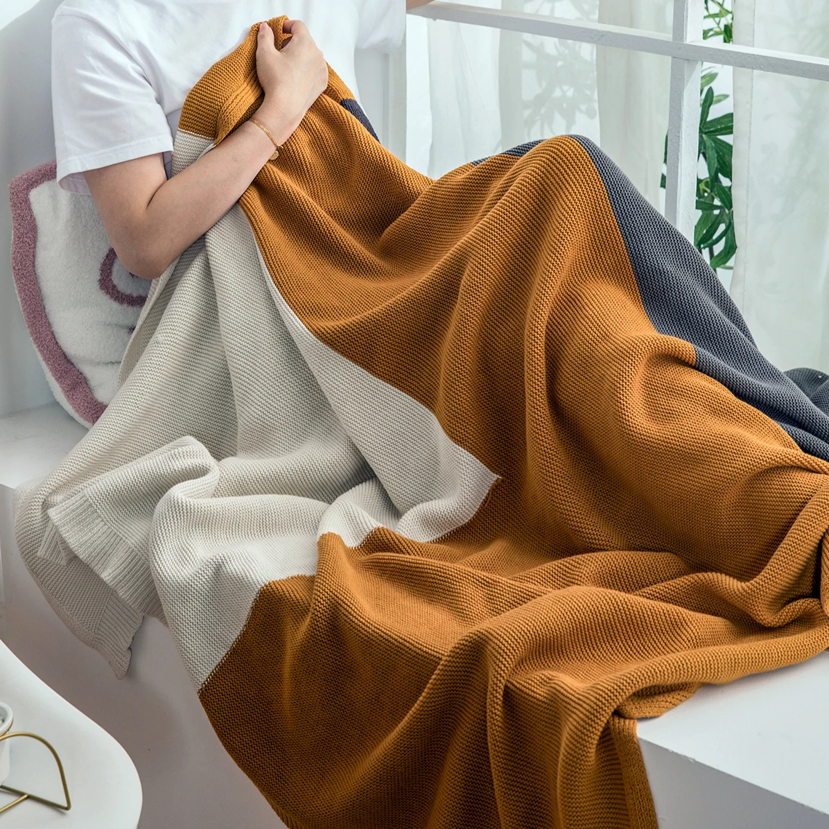 Разноцветные Вязаные клетчатые одеяла реджаны элегантное домашнее украшение