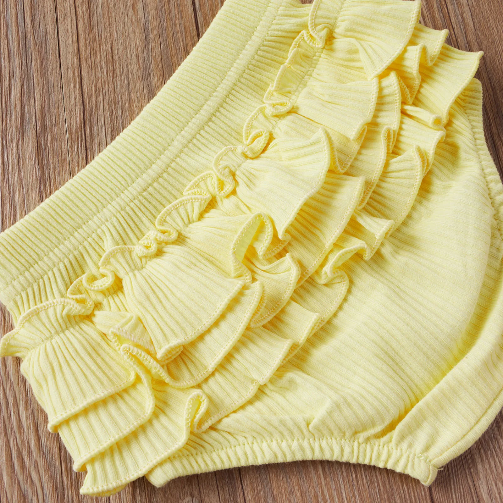 

Newborn Infant Baby Girls Sets Sleeveless Solid Romper Bodysuit+ruffles Shorts Pants Outfits Summer Fashion Clothes Suits