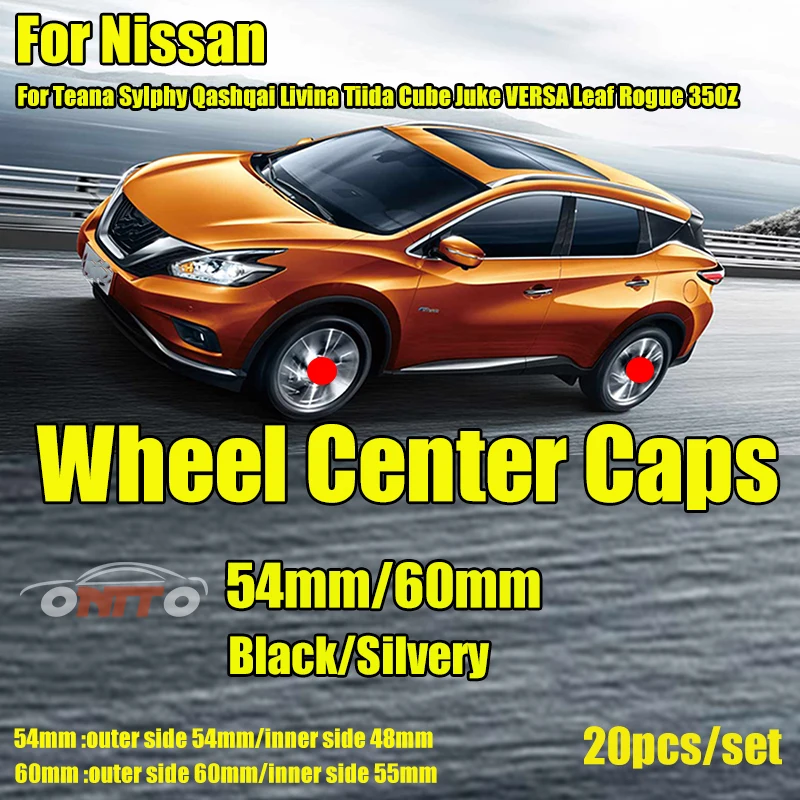 

20pcs/set Car Emblem 54mm 60mm 2.36" Car Wheel Rim Cap Covers Wheel Hub Cap Emblem for Teana Sylphy Qashqai Livina