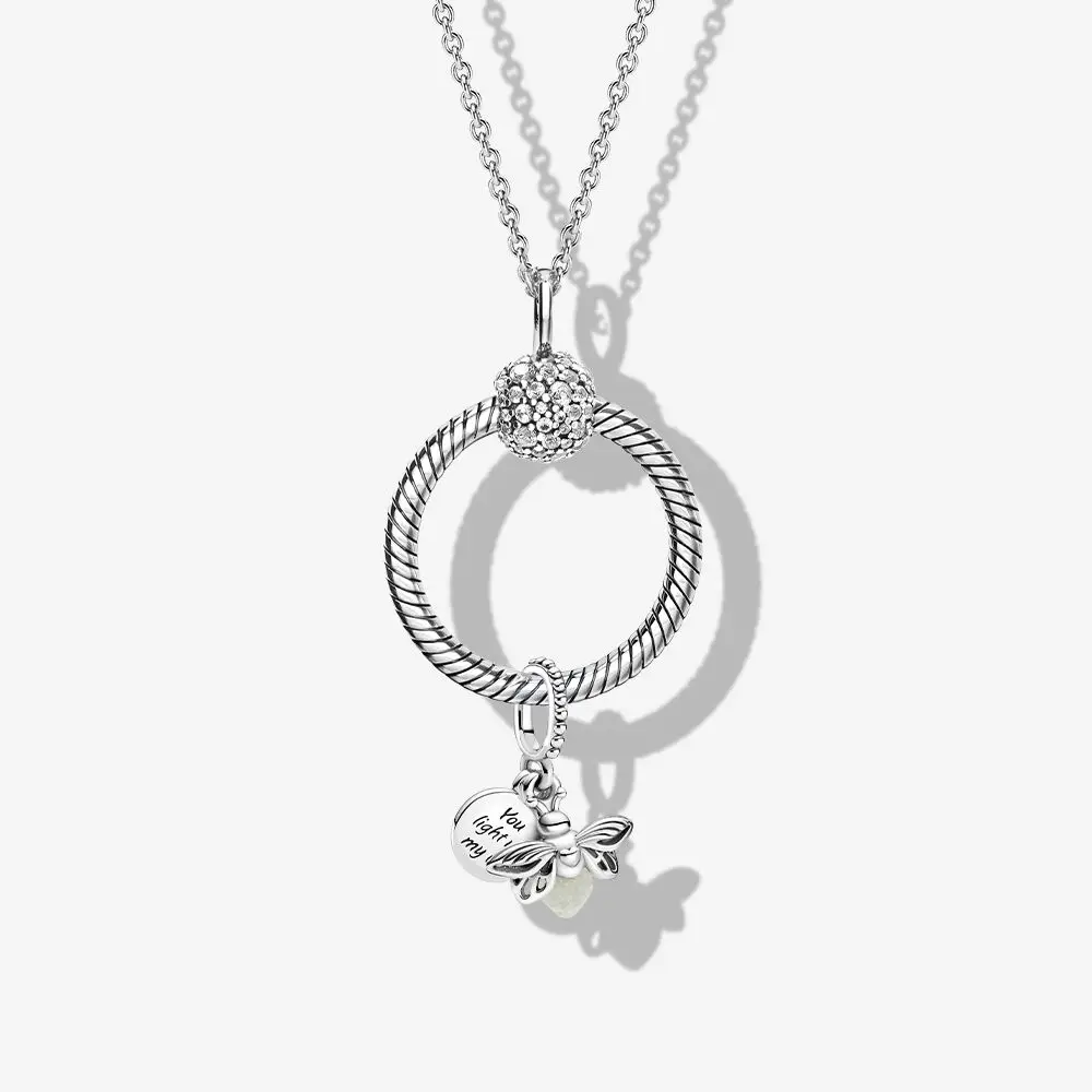 

s925 silver color Necklace Women Necklace s925 silver color Necklace with DIY O Circle Pendant FIT original collar pandora