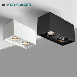 Точечный светильник GU10 s с поверхностным креплением, квадратный комнатный Точечный светильник с однойдвойной головкой для гостиной, спальни