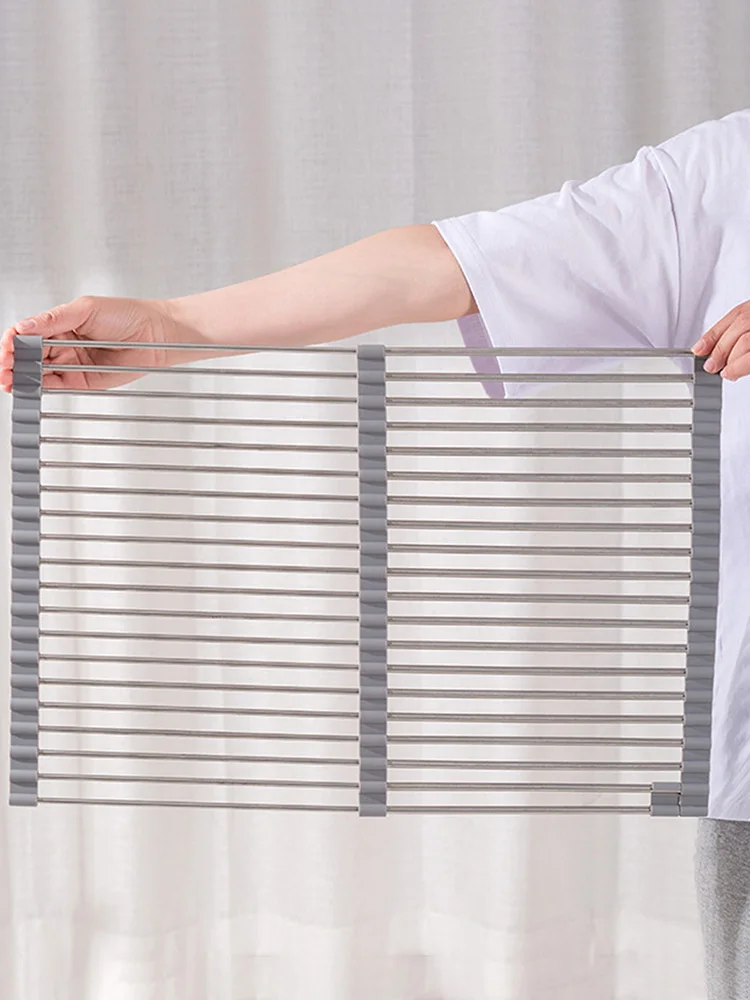 

Регулируемая сушилка для посуды из нержавеющей стали, треугольная корзина с фильтром, органайзер для кухонной раковины, дренажная стойка, к...