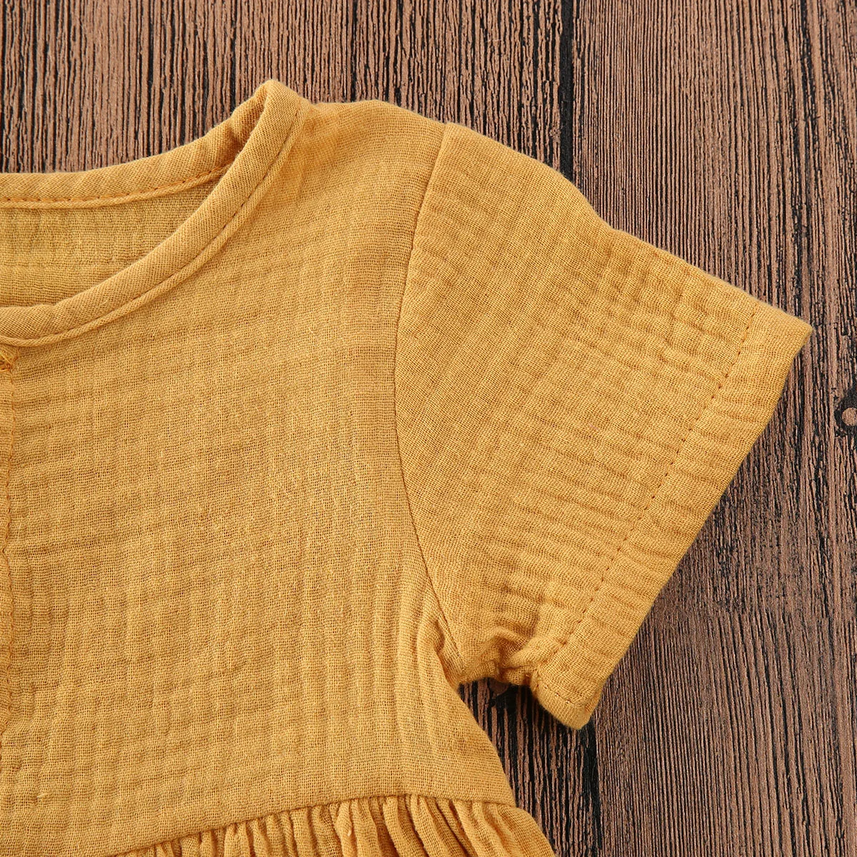 

Pudcoco 2020 Summer Toddler Kid Baby Girls Cotton Linen Dress Short Sleeve Solid Color Button Dress Casual O-neck Sundress 6M-3T