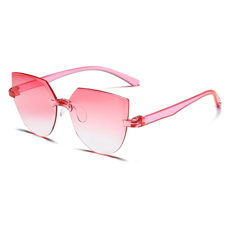 

2021 Large Frame Frameless One-piece Jelly Transparent Sunglasses Candy Color Cat Eye All-in-one Marine Sunglasses Gafas De Sol