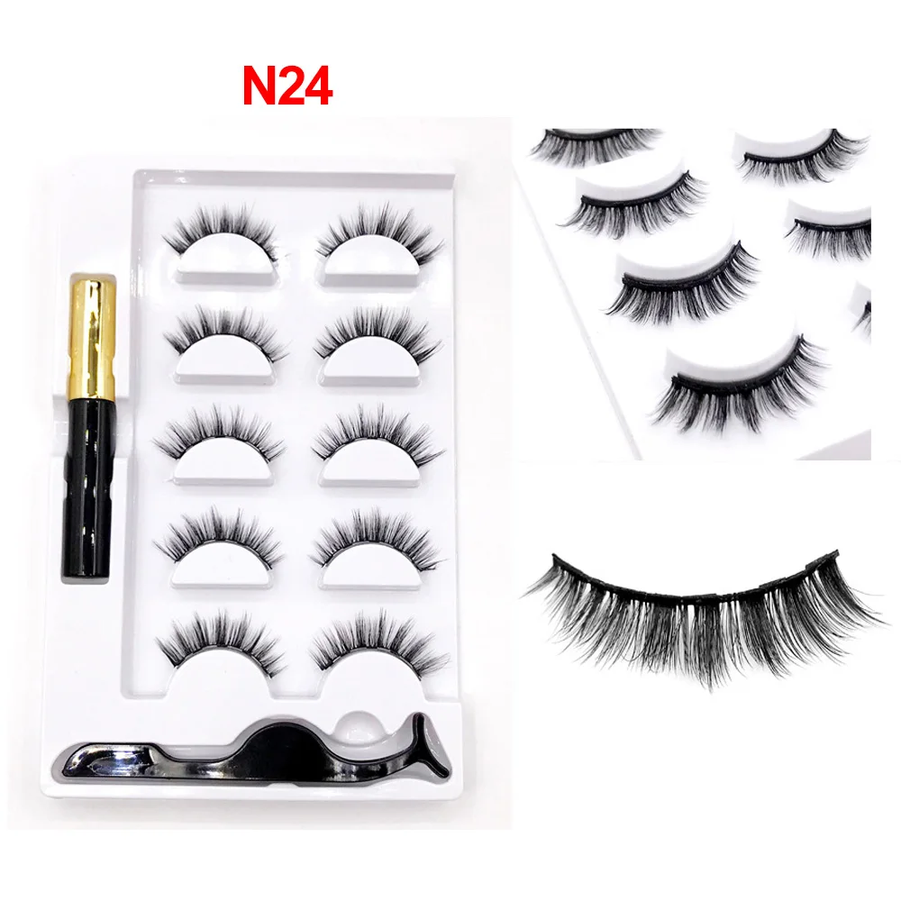 5 пары/компл. магнитные накладные ресницы натуральные густые ручной работы без