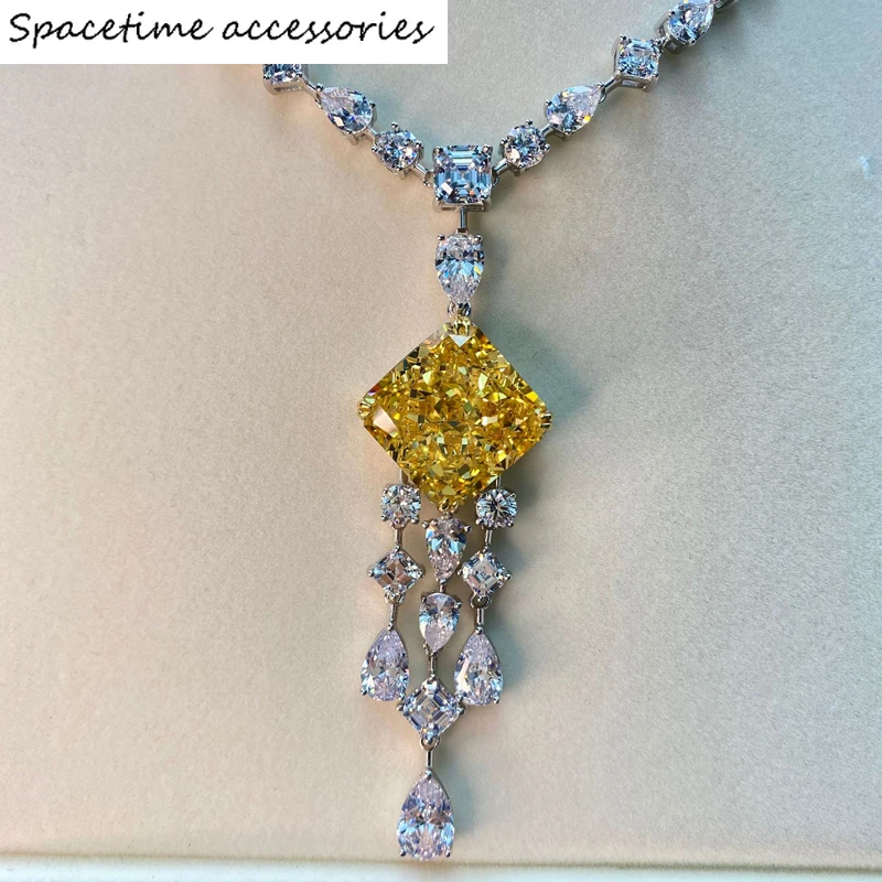 

EarringSterling Silver Luxury Full High Carbon Diamond Topaz Pendant Necklace Sparkling Wedding Party Bridal JewelryRings