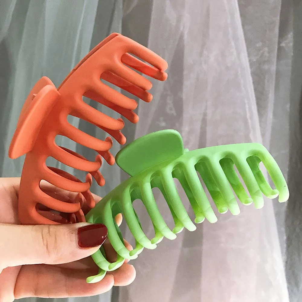 Большой размер зажим для волос женщин жесткий черный пластиковый Краб