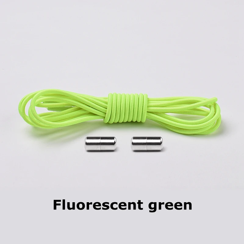 Fluorescent green 1 пара 25 Цвета не завязывать шнурки эластичный замок круглые шнурки для детей и взрослых кроссовки шнурки ленивый Быстрый обувь шнурки - Цвет: Fluorescent green