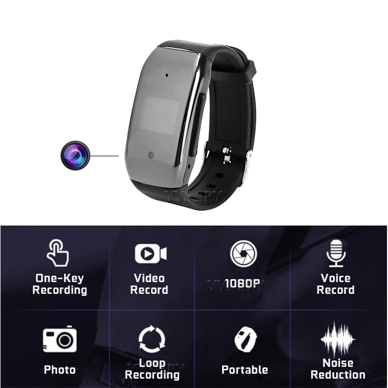 

8GB Digital Voice Recorder Watch 1080P HD Video Wearable Micro Camcorder Mini Camera Audio Record Small Detachable Wristband