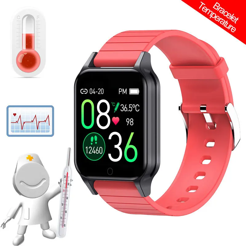 Смарт-часы с температурой для мужчин и женщин водонепроницаемые Bluetooth пульсометр