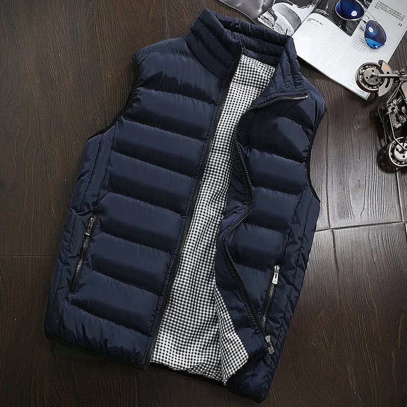 

2021 New Men Fashion Vest Jacket Mens Sleeveless Coat Winter Casual Warm Waistcoat Vest Veste Homme Cotton Clothing Plus Size