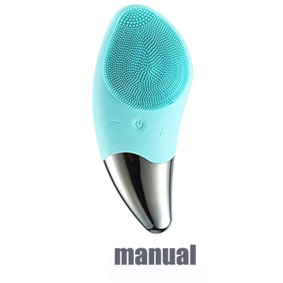 manual green Мини-электрическая звуковая кисть для очистки дица, силиконовый Вибрационный очиститель, глубокая кисточка для чистки пор, Массажная щетка для лица - Цвет: manual green