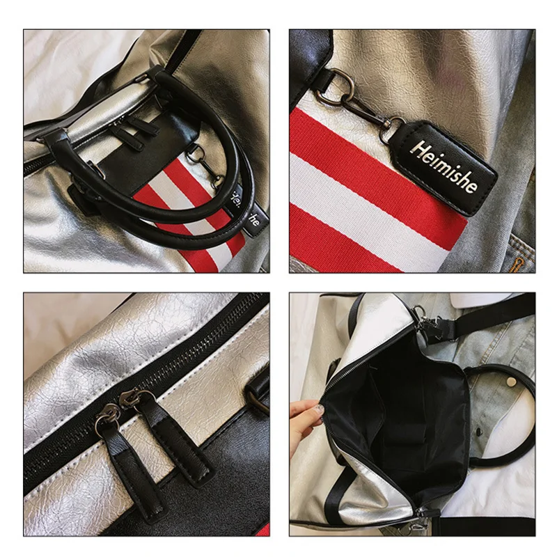 Серебряная спортивная сумка Дамский багаж в дорожные сумки женская с меткой