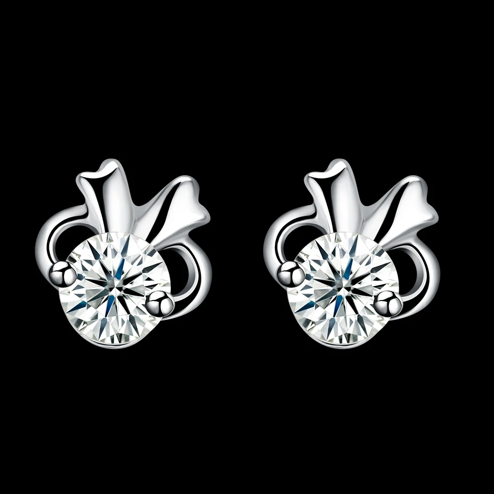 

ZEMIOR Geometric Korean 925 Sterling Silver Stud Earrings For Women Clear Cubic Zirconia Simple Small Earring Party Fine Jewelry