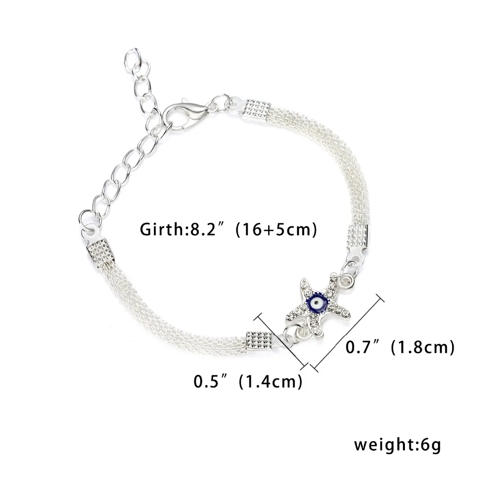 

Luxury Silver Plated Charm Bracelets CZ Crystal Blue Evil Eye Bracelet Enamel Turkish Lucky Eye Beads Bracelet for Women Jewelry