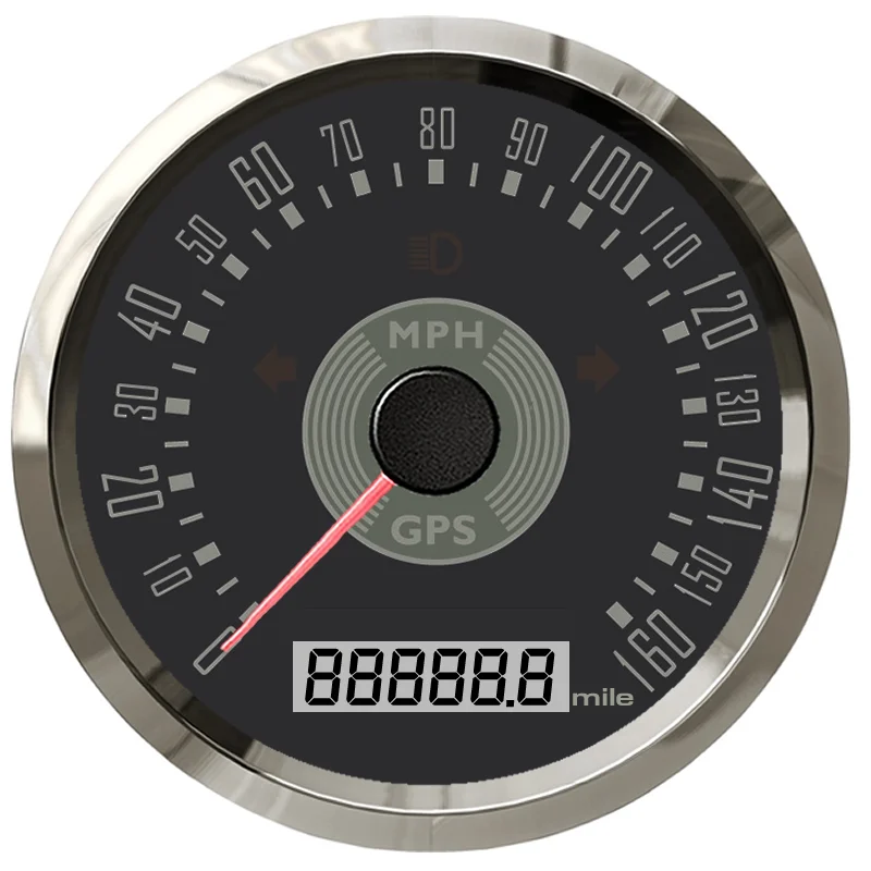

Старомодный 85 мм 0-160 миль/ч GPS Спидометр общий пробег 0-9999 миль Регулируемый с красной/Желтой подсветкой для автомобиля лодки 9-32 в