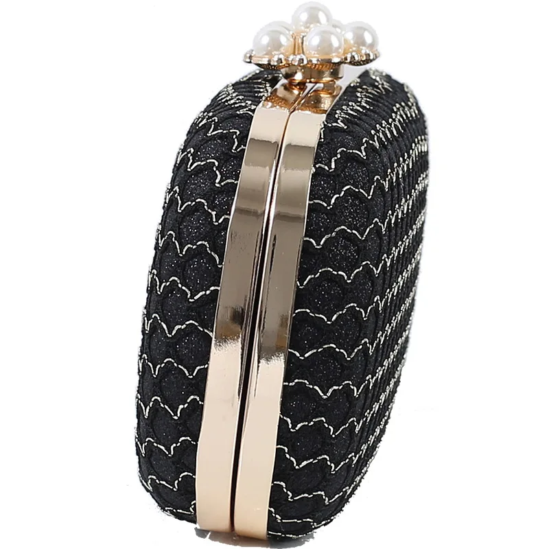 Lady Purses and Handbags Envelope Evening Clutch with Pearl Cross-body Bags Classic Wedding Party Shoulder Bag for Women