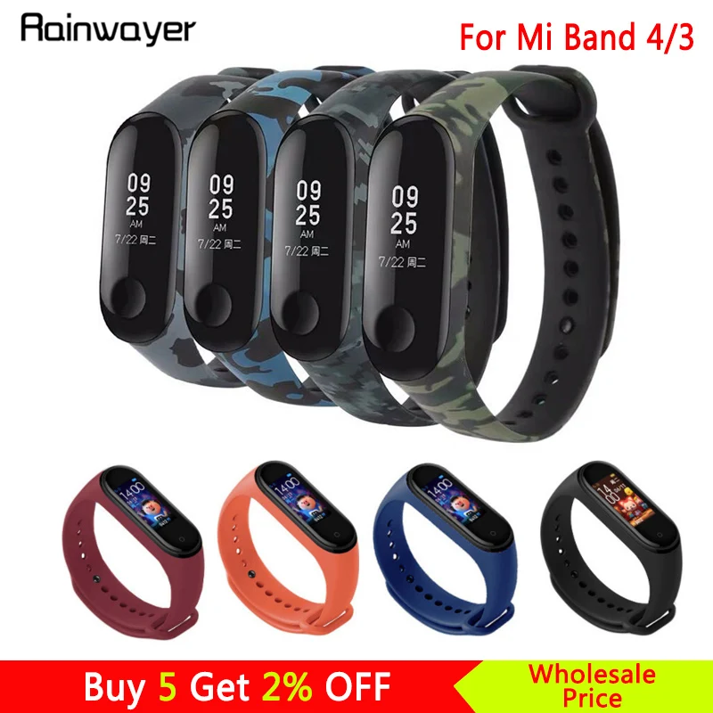 Ремешок силиконовый для Xiaomi Mi Band 4 3 сменный Браслет умных часов