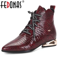 fedonas new animal prints genuine leather women ankle boots brand strange heels office party shoes woman winter chelsea boots