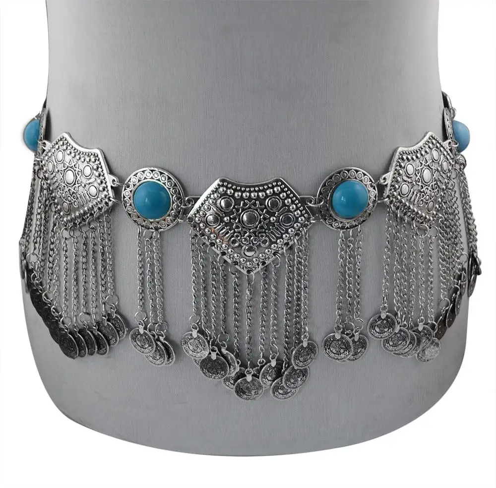 Средневековый пояс Женский декоративный с резной металлической цепочкой в стиле