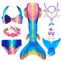 girls mermaid tail split swimsuit princess dress for 3 12 age kids childrens summer bikini suit with flippers and accessories