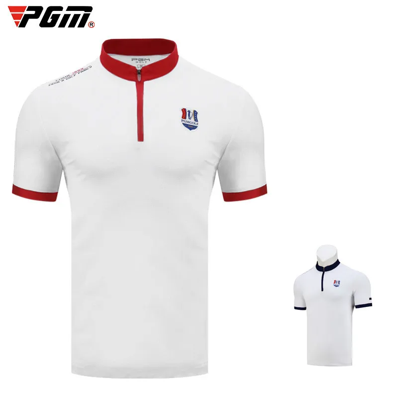 

PGM Men's Short Sleeve Golf T-shirt Summer Zipper Collar Muscle Shirts Golf Sportswear Casual Tops In 2 Colors D0778