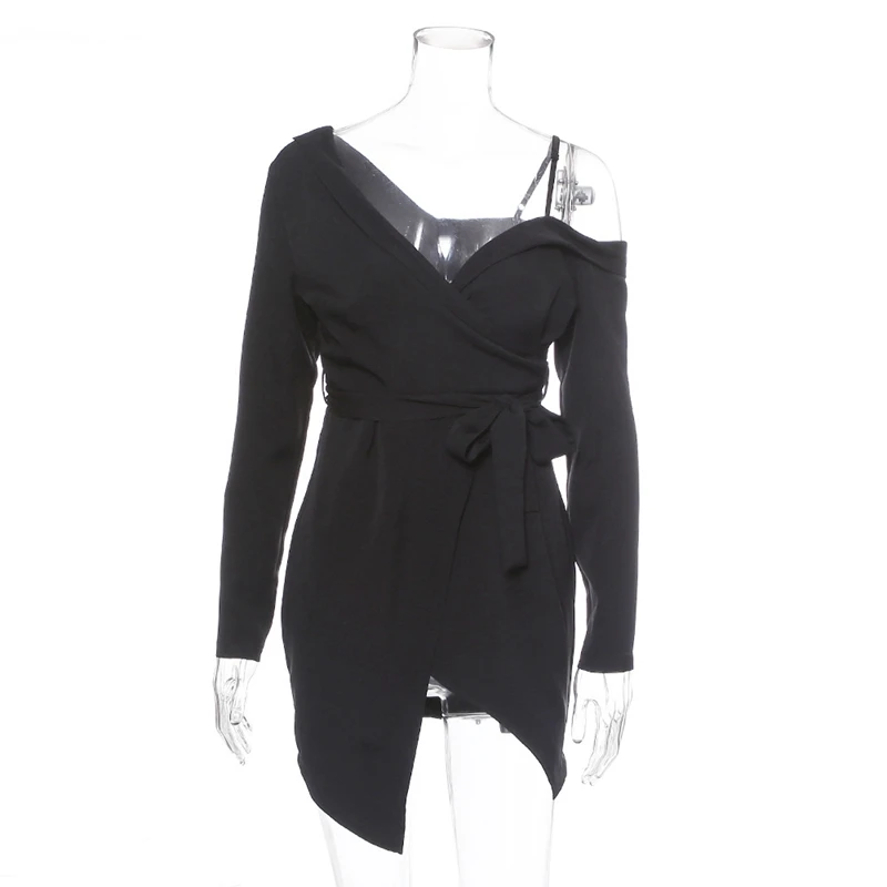 

2020 Women Sexy Bodycon Dress Deep V-Neck Long Sleeve Clubwear Black Party Dress Backless High Waist Slit Short Mini Shirt Dress