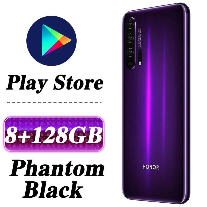 8G 128G black Смартфон HONOR 20 Pro, 6,26 '', 8 ГБ, 128 ГБ, четыре ядра, 4000 мАч, 32 МП камера, Android 9,0, Поддержка NFC, Google play, GPU Turbo3.0 - Цвет: 8G 128G black