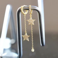 arlie 925 sterling silver dainty prevent allergy hoop earrings for women crystal zircon star asymmetric earrings jewelry gift