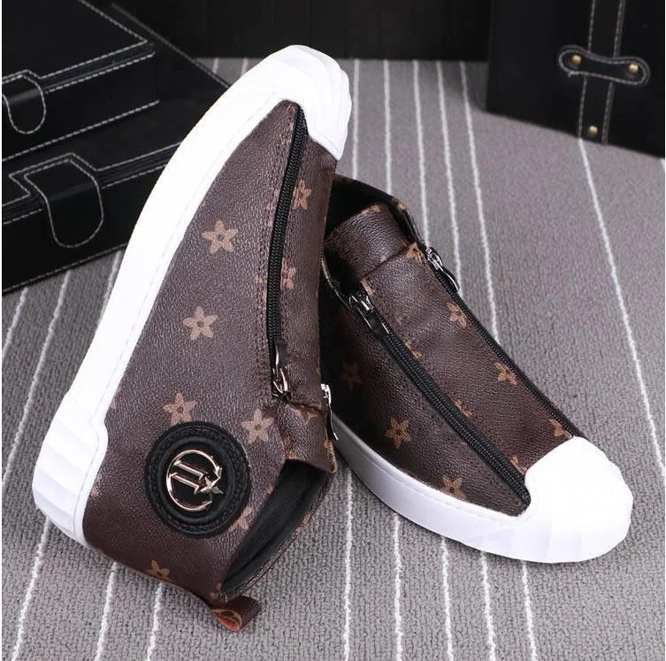 

Soft leather men's casual shoes part of the gift high top metal buckle slipper brand designer Zapatos Hombre luxury safty zipper