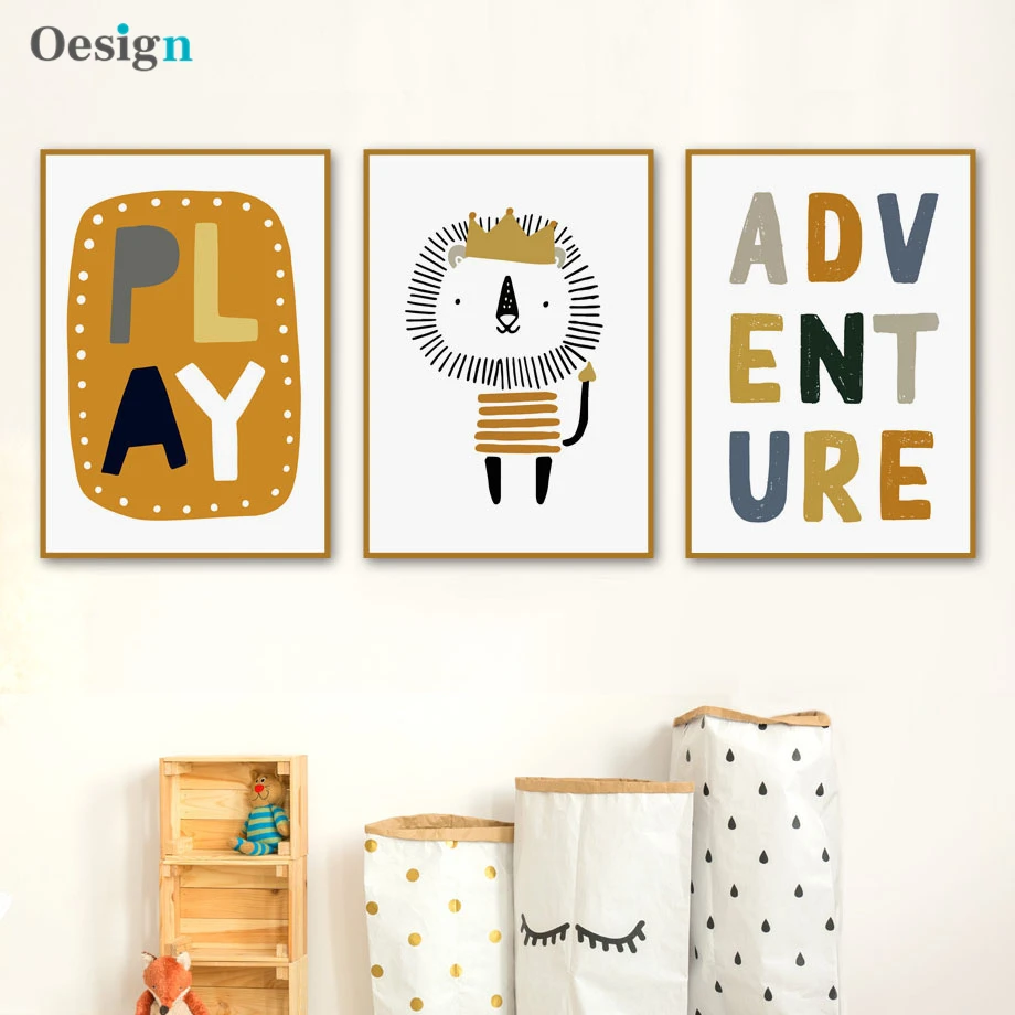 

The Alphabet Rainbow Gate Lion Bird Wall Art Canvas Painting Nordic Posters And Prints Cartoon Wall Pictures For Kids Room Decor